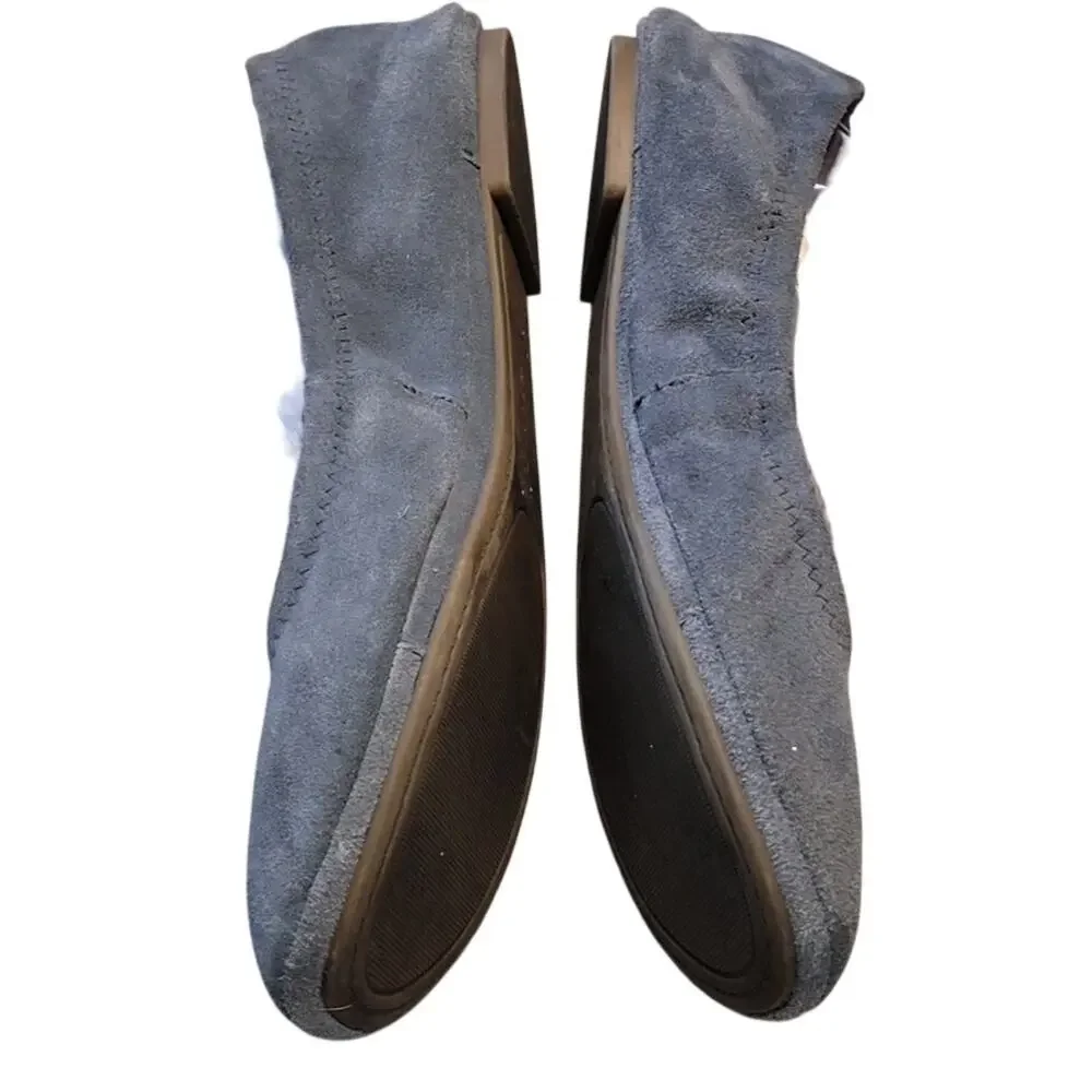 Lucky Brand Gray Round Toe Ballet Flats Slip On Shoes Suede Leather sz 7.5